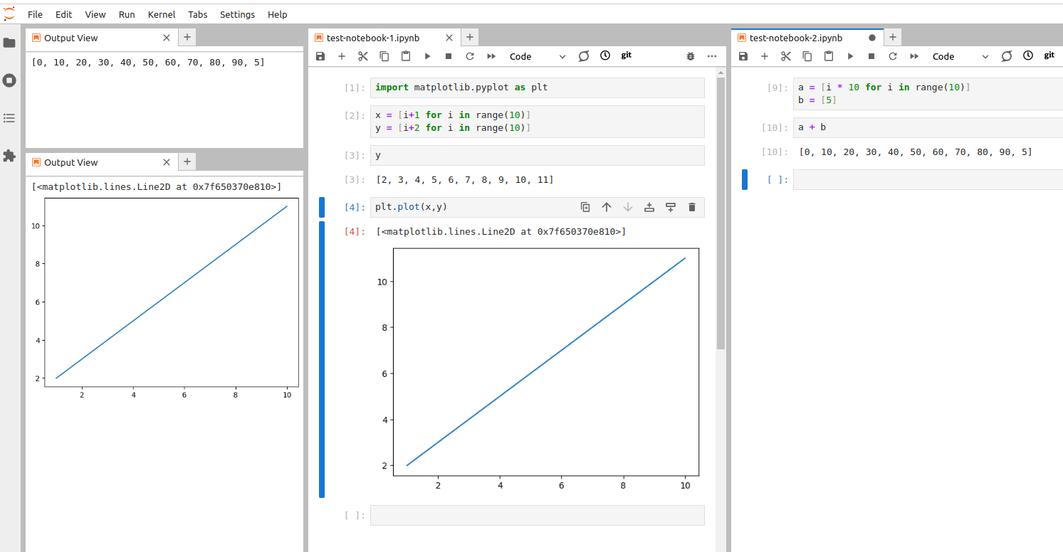 You can order the notebook tabs and cell output views any way you like