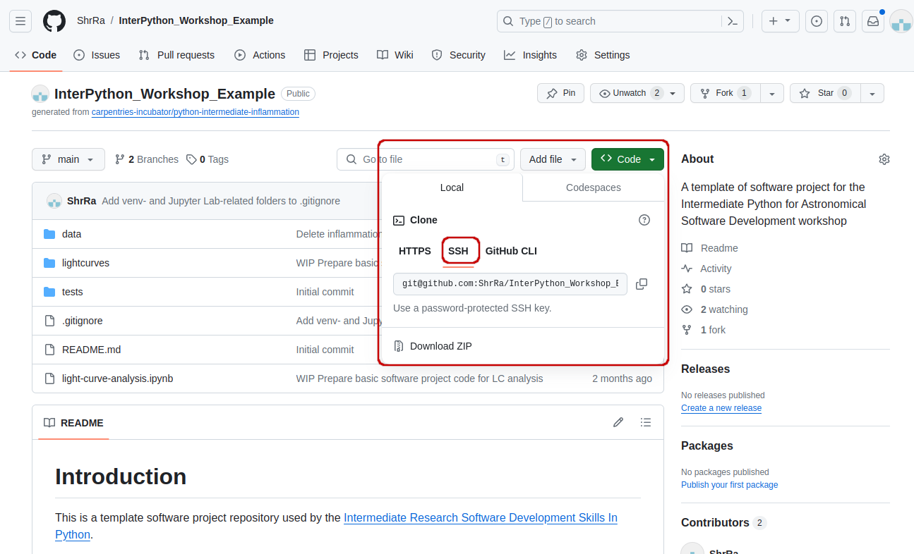 URL to clone the repository in GitHub